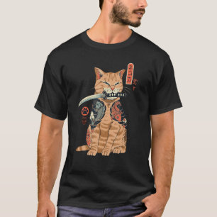 Camiseta Gato Yakuza Canción japonesa Samurai espada Katana