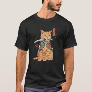 Camiseta Gato yakuza samurai gato estilo tato japonés esti