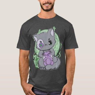 Camiseta Gato Yami Kawaii con oso Gotheddy para horror lind