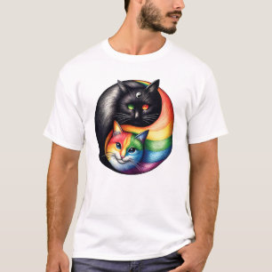 Camiseta Gato Yin Yang Gato Orgullo transgénero LGTB Lesbia