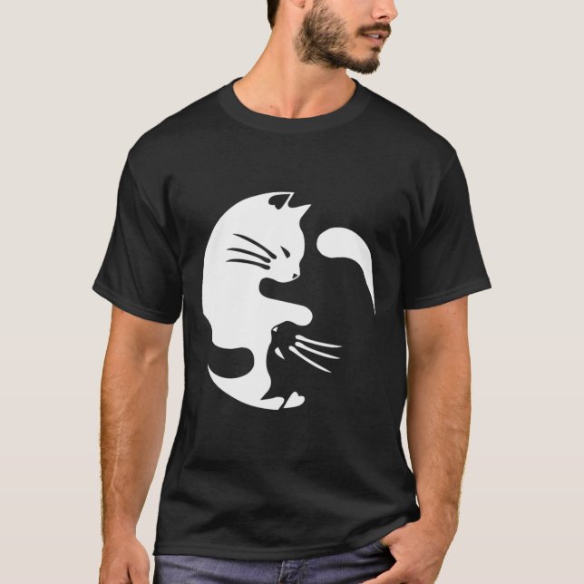 Camiseta Gato Yin Yang Paz Amo Idea de Regalo Interconectad (Anverso)