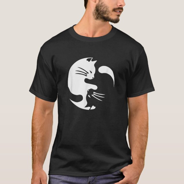 Camiseta Gato Yin Yang Peace Love Interconnected Gift Ide (Anverso)
