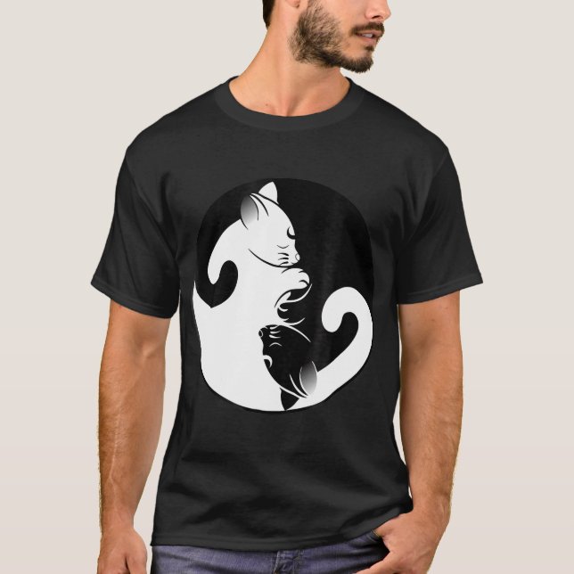 Camiseta Gato Ying Yang Amante del gato Hombres Regalo a lo (Anverso)