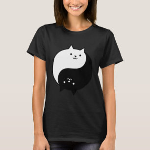 Camiseta Gato Ying Yang lindo en blanco negro
