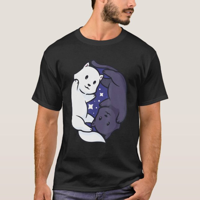 Camiseta Gato Ying Yang Negro Y Blanco (Anverso)
