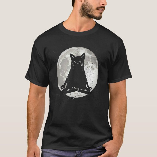 Camiseta Gato Yoga Luna (Anverso)