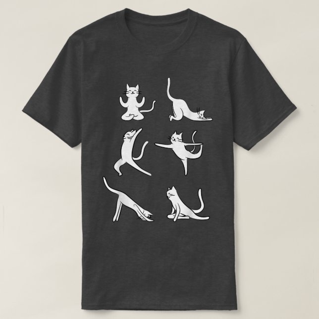 Camiseta Gato Yoga Posa Graciosa Meditación Yogi Namaste (Diseño del anverso)