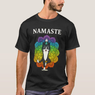 Camiseta Gato Zen Adorable Namaste Diseño de Mandala Colori