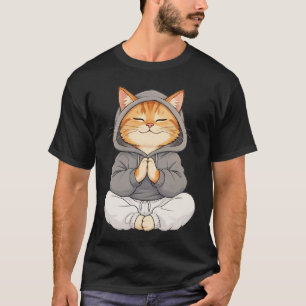 Camiseta Gato Zen con Capucha – Lindo Gato de Dibujos Medit