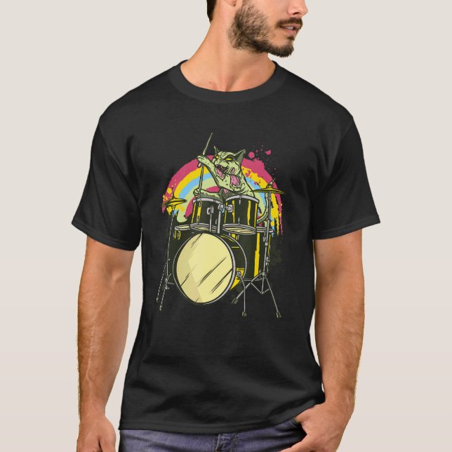 Camiseta Gato zombi Drummer Kitty no muerto (Anverso)
