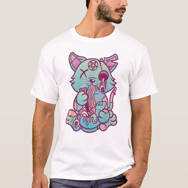 Camiseta Gato zombi| Gatos y Ramen| Gatos Ramen| (Anverso)