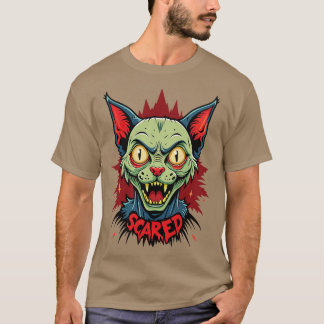 Camiseta gato zombie asustado