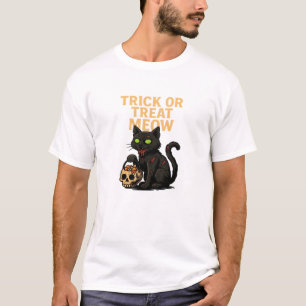 Camiseta Gato Zombie Engáñame o Dame Golosinas Diseño de Ha