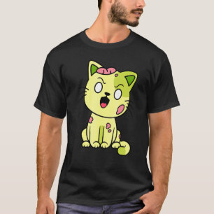 Camiseta Gato Zombie Halloween Maullar Monstruo Lindo Gráfi