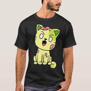 Camiseta Gato Zombie Halloween Maullido Monstruo Lindo Gráf
