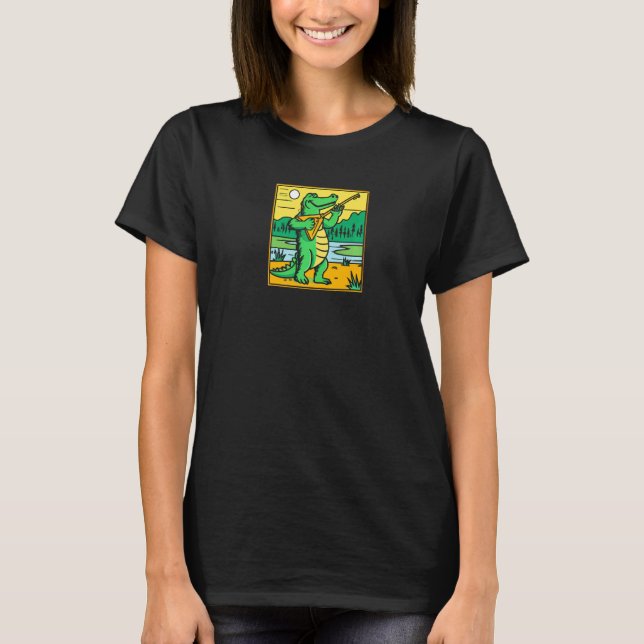 Camiseta Gator Banjo Player Crocodile Guitar Music Dude (Anverso)