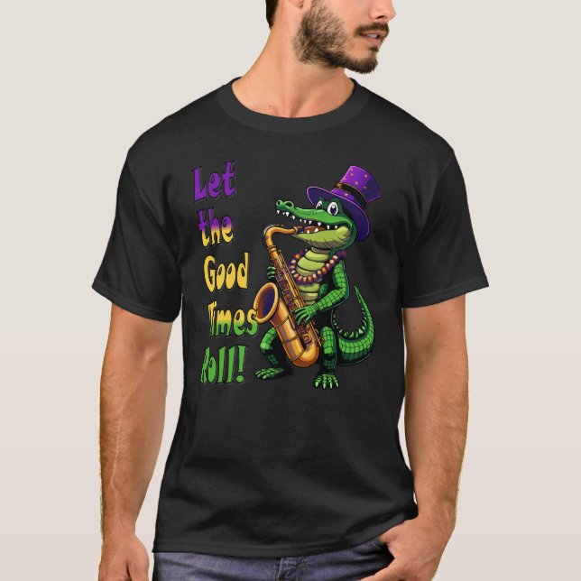Camiseta Gator de Jazz de Mardi Gras - ¡Dejen pasar los bue (Anverso)