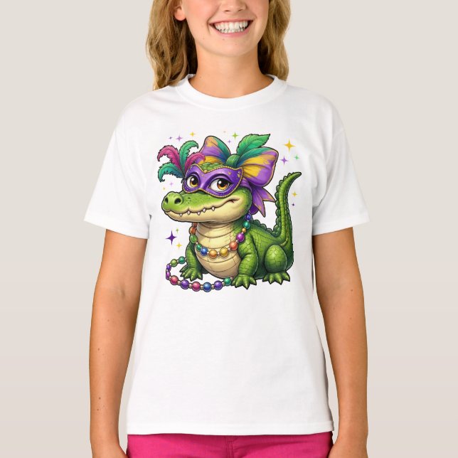 Camiseta Gator Mardi Gras, el lagarto del Mardi Gras (Anverso)