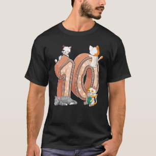 Camiseta Gatos 10.º cumpleaños Diez Kitten de 10 años P