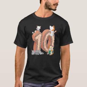Camiseta Gatos 10.º cumpleaños Diez Kitten de 10 años P