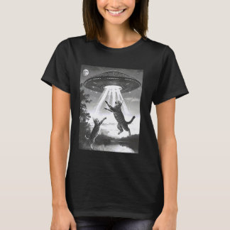 Camiseta Gatos Abducción Alienígena OVNI Platillo Volador E