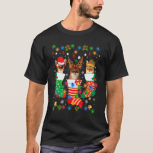 Camiseta Gatos abisinios lindos calcetines de Navidad