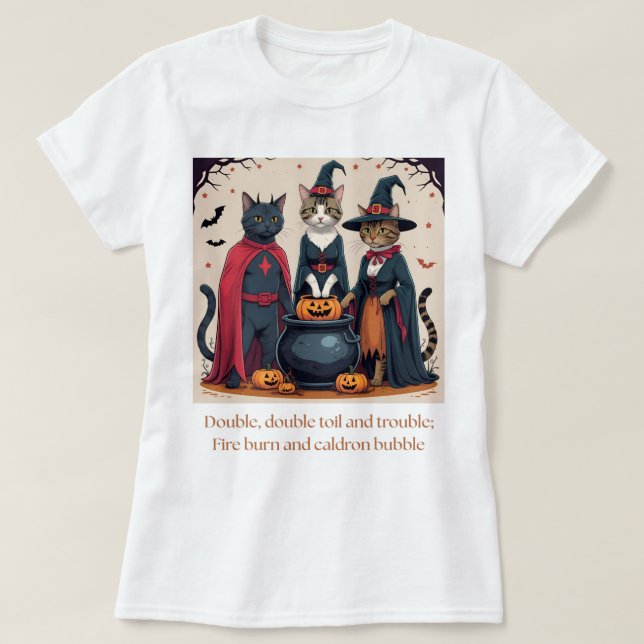Camiseta Gatos acogedores - Caldero de Halloween (Diseño del anverso)