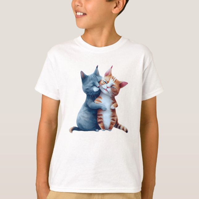 Camiseta Gatos Adorables Aunándose (Anverso)