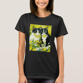 Camiseta Gatos adorables sentados en un campo de Daisies