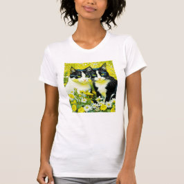 Camiseta Gatos adorables sentados en un campo de margaritas