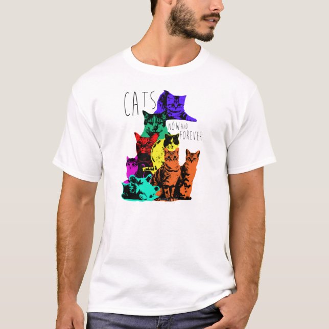 Camiseta Gatos. Ahora un Forever.  Gatos del arte del (Anverso)