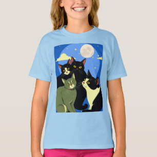Camiseta Gatos al acecho bajo la luna llena 