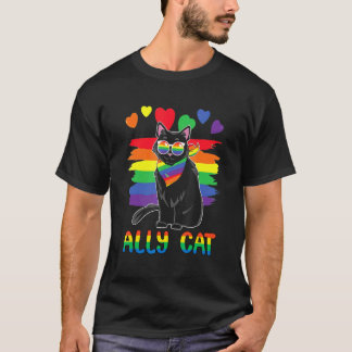 Camiseta Gatos Aliados Gafas De Sol Arcoíris Mes Del Orgull