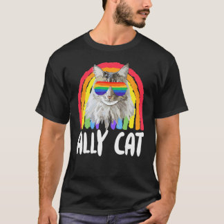 Camiseta Gatos Aliados Gafas de Sol Arcoíris Orgullo Gay Ga