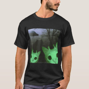 Camiseta Gatos alienígenas Ovni Divertido Gato espeluznante