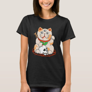 Camiseta Gatos Aman Calavera Afortunada Gato Neko Ondeando