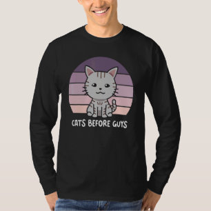 Camiseta Gatos antes que hombres Gris Cat Kitten Morple Sun