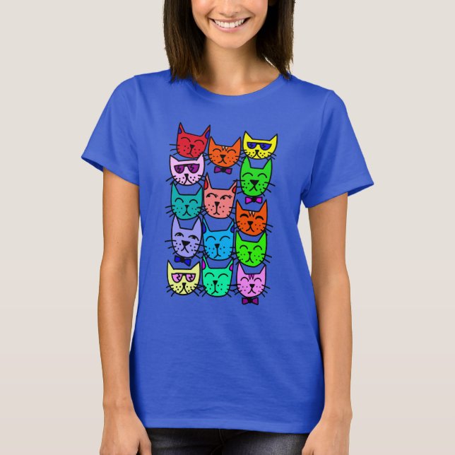 Camiseta Gatos arcoiris (Anverso)
