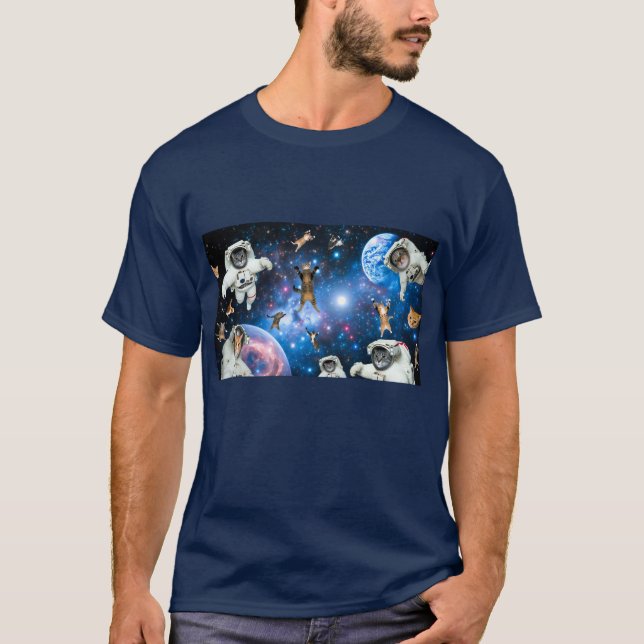 Camiseta Gatos astronautas en el espacio (Anverso)