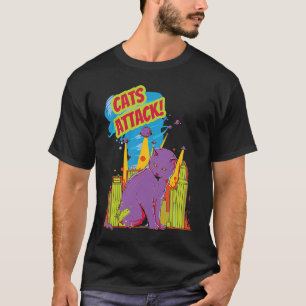 Camiseta Gatos Atacan I Gato Gatito Láser Espacio Retro Vin