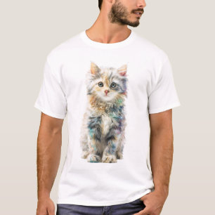 Camiseta Gatos Atigrados Coloridos Retrato Artístico Hombre