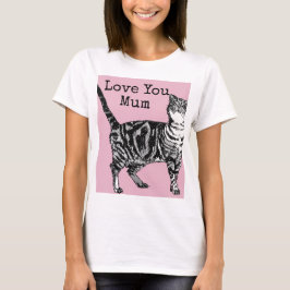 Camiseta Gatos atigrados pastel Gatos Rosa Rosa Amor Mamá M