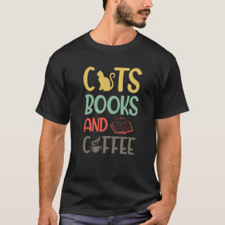 Camiseta Gatos Backprint Libros y Café Gatos Libros y Cof