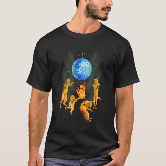 Camiseta Gatos bailando Disco Ball Kitten Fiesta Animal (Anverso)