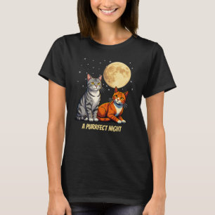 Camiseta Gatos Bajo una Luna Dorada