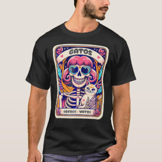 Camiseta Gatos Before Vatos Skeleton Cat Kitten Lover
