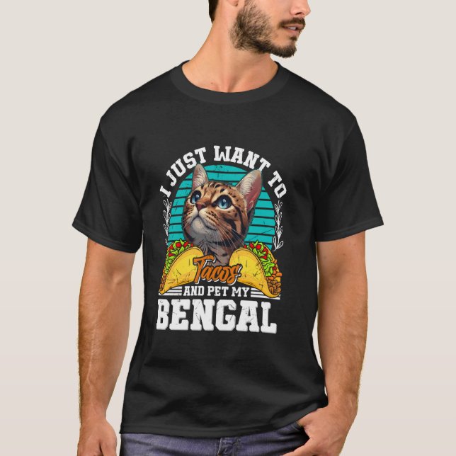 Camiseta Gatos Bengalíes SOLO QUIEREN COMER TACOS Y MASCOTA (Anverso)