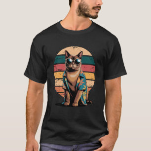 Camiseta Gatos Birmanos Gafas de Sol Playa Hawaiana Verano