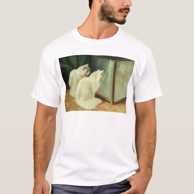 Camiseta Gatos blancos que miran el Goldfish (Anverso)