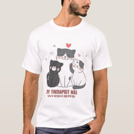 Camiseta Gatos blancos y negros son terapeutas con whiskys